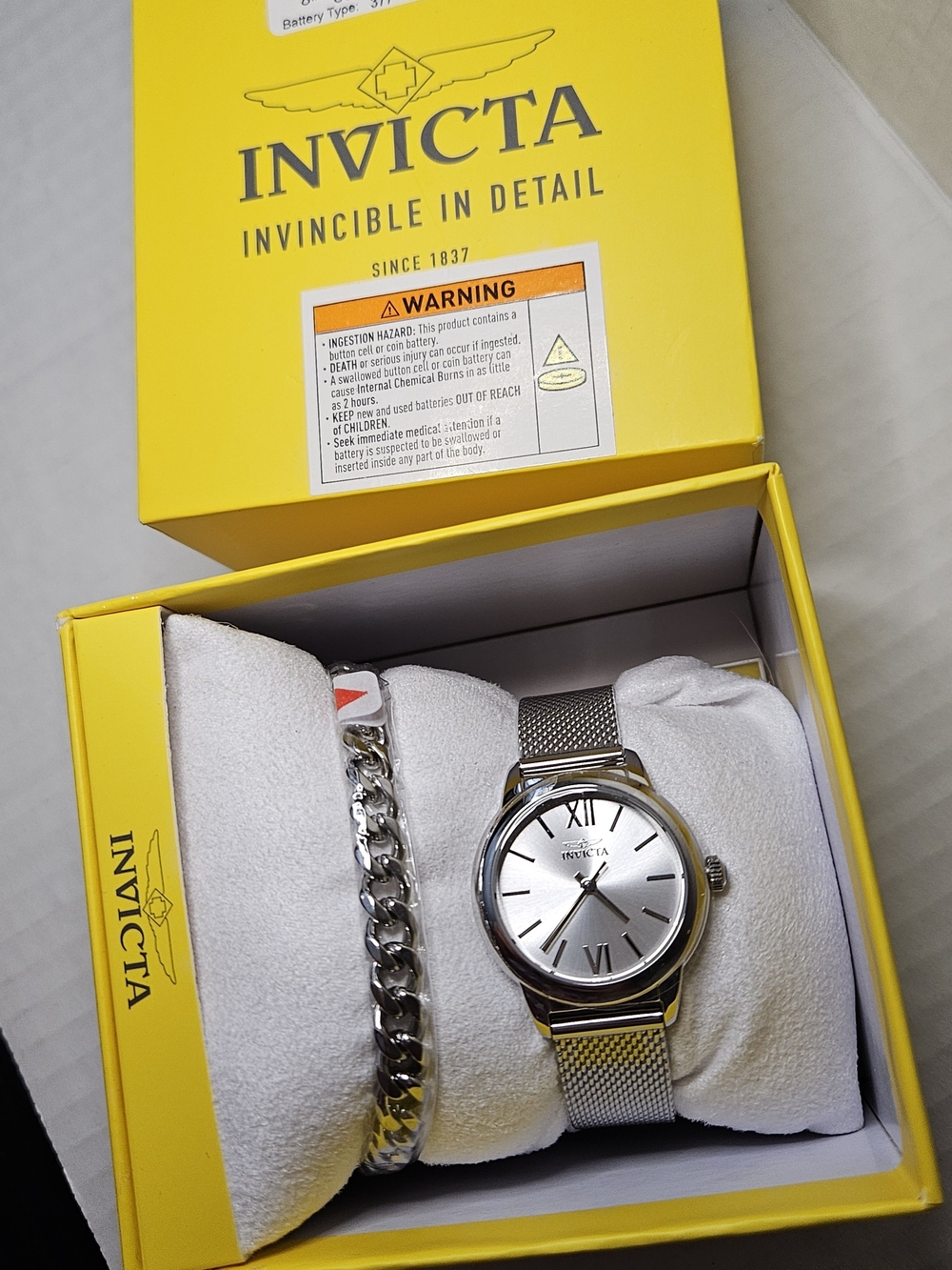 Invicta Women Silver Mesh Bracelet Watch with Matching Silver Bracelet 48249